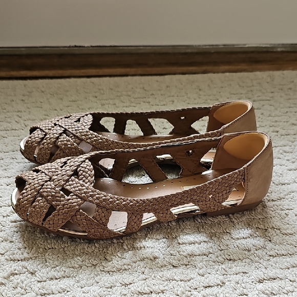 Steve Madden peep toe woven leather ballet flats - Picture 1 of 5
